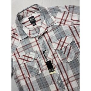 New With Tag Black Jack Mens Plaid Short Sleeve Western Shirt Button Down Size M